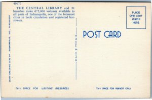 postcard Indianapolis, Indiana - Public Library