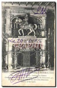 Old Postcard Suzanne Interior Du Chateau fireplace in the dining room and sta...