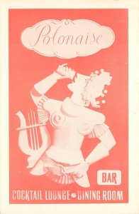Mid Century Advertising Art Postcard Polonaise NYC Cocktail Lounge Bar Drinking