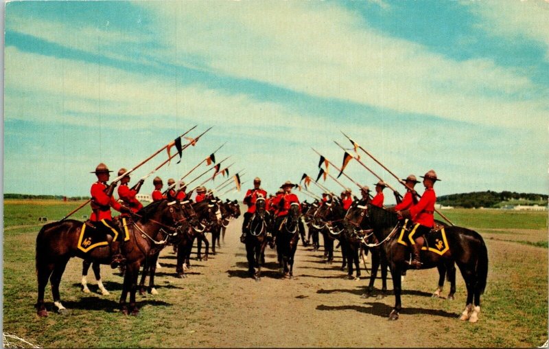 Troop Inspection Royal Canadian Mounted Police Postcard VTG UNP Canada Vintage 
