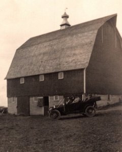 RPPC Redwood County Minnesota Farming Barn Old Car Postcard Photo c1910s Ki9