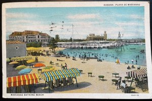 Vintage Postcard 1934 Habana Playa De Marianao, Marianoa Bathing Beach, Cuba