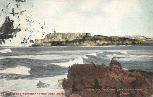 EL MORRO & ENTRANCE TO SAN JUAN HARBOR PUERTO RICO POSTCARD 1913