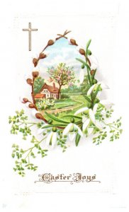 Easter ,   Flowers , Cross , country scene