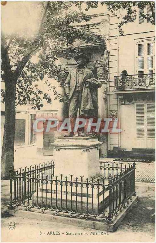 Old Postcard Statue of Arles F Mistral