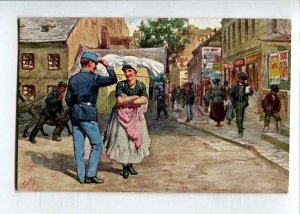 3140971 Austria Soldier w/ Belle STREET by FEIERTAG Vintage PC