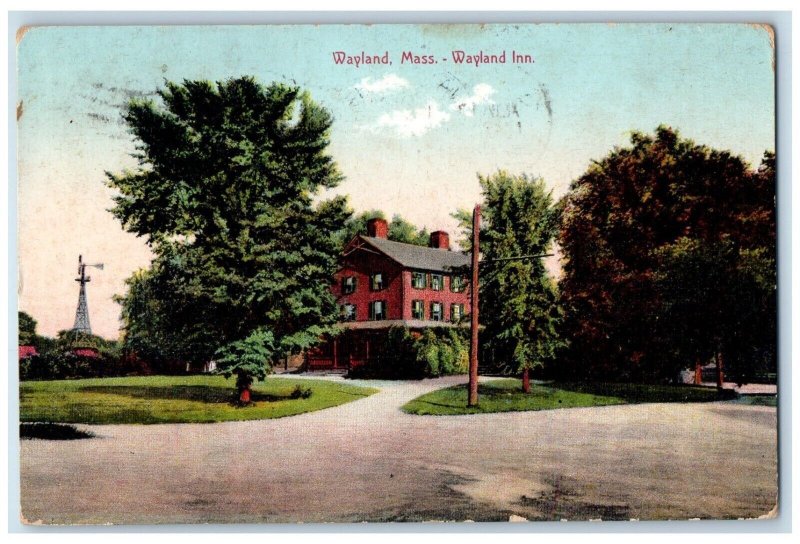 1908 Wayland Inn Hotel Motel Entrance Wayland Massachusetts MA Antique Postcard