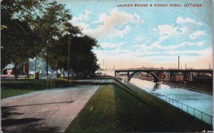 Canada Ottawa Laurier Bridge & Rideau Canal Vintage Postcard C089