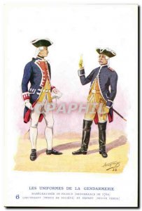Old Postcard Uniform Gendarmerie Lieutenant MArechausee and free 1769 Metiers