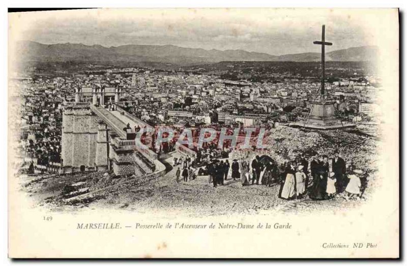 Old Postcard Marseille Footbridge & # 39ascenseur of our lady of the guard