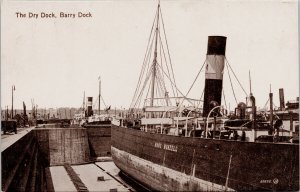 The Dry Dock Barry Dock Glamorgan Wales 'Hanz Menzell' Ship Unused Postcard G96