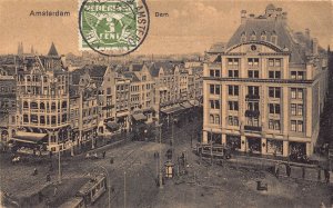 Netherlands 1927 Dam Square Tram vintage postcard