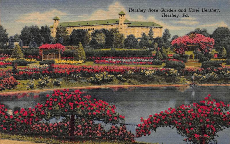 Hershey Rose Garden and Hotel Hersey, Hershey, PA, early postcard, Unused