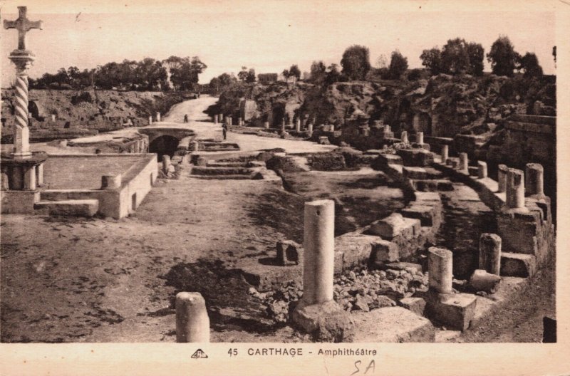 Tunisia Carthage Amphithéâtre Vintage Postcard C309