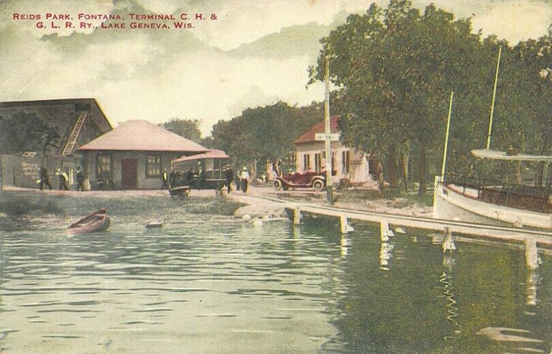 Geneva WI G. L. Railway Railroad Station Train Depot Postcard