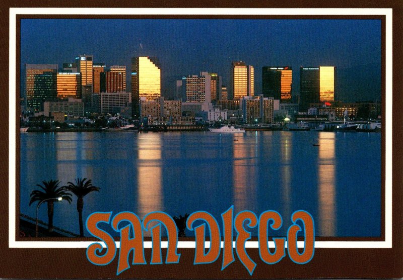 California San Diego Skyline At Sunset