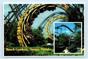 BUSCH GARDENS, Tampa FL ~ Amusement Park PYTHON Roller Coaster 4x6  Postcard