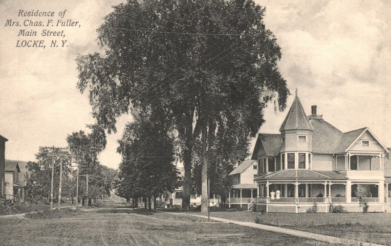 Vintage Postcard 1910's Residence of Mrs. Chas. F. Fuller Main Street Locke NY