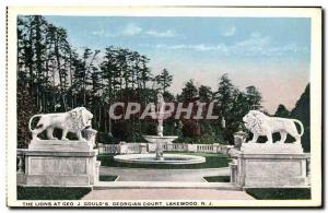 Old Postcard Gould s Court Lakewood Gergian the lions at Geo J Gould s