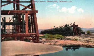 Vintage Postcard 1910's Oil Cars at Shipping Station Bakersfield California CA
