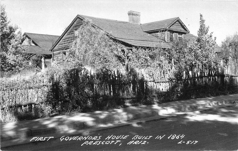 1st Governor's Home Built 1864 1954 RPPC Cook Postcard Prescott Arizona 4157