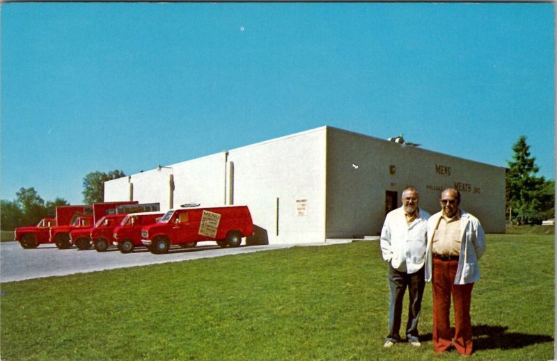 Fort Wayne Indiana Menu Meats Company Owners and Trucks Factory Postcard Z16