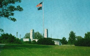 Vintage Postcard George Rogers Clark State Memorial Flagpole Vincennes Indiana