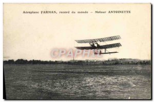 Old Postcard Jet Aviation Airplane Farman world record engine Antoinette