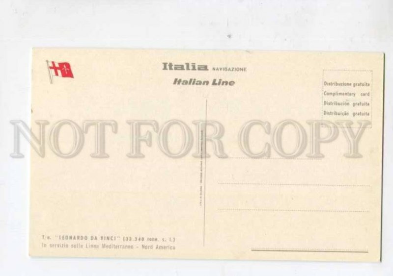 400685 ITALIAN LINE ship Leonardo da Vinci Old postcard