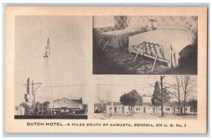 c1940's Dutch Motel Augusta GA Unposted Antique Multiview Advertising Postcard