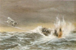 Conflict at Sea. The sinking of the U-752 Modern english postcard