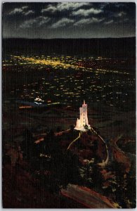 Will Rogers Shrine Of The Sun At Night Colorado Springs In Background Postcard