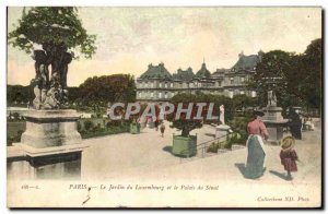 Old Postcard Paris Luxembourg Gardens and Palace of the Senate