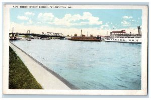 c1910 New Third Street Bridge Lake Ship Wilmington Delaware DE Antique Postcard 