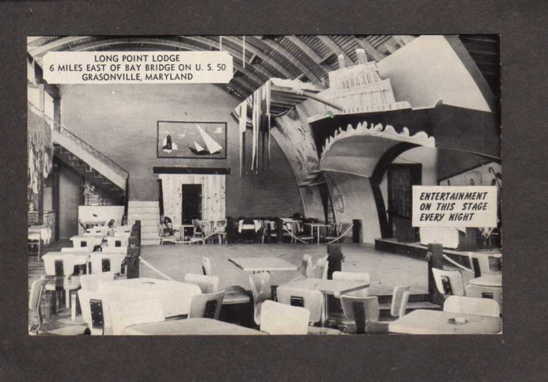 MD Long Point Lodge Hotel Restaurant Grasonville Maryland Postcard Lounge Area