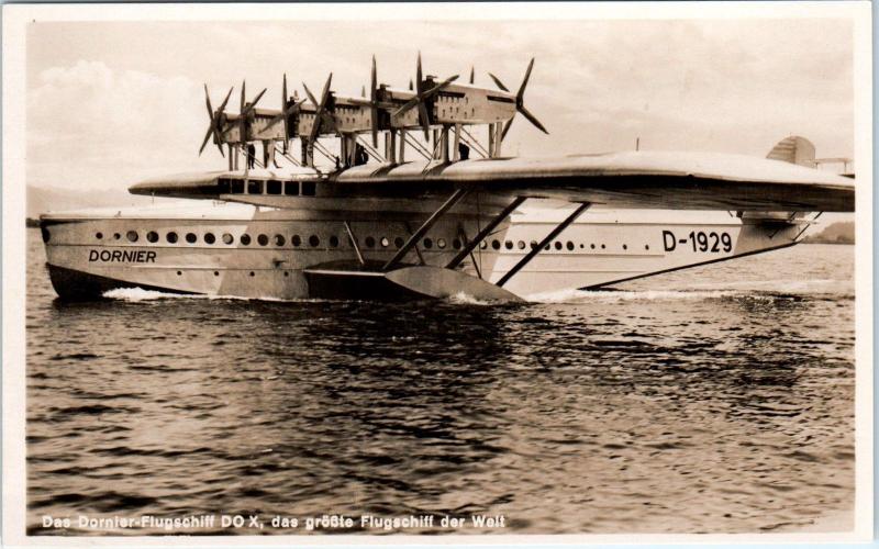 RPPC      Historic  DO X Das Dornier-FLUGSCHIFF German FLYING BOAT 1932 Postcard