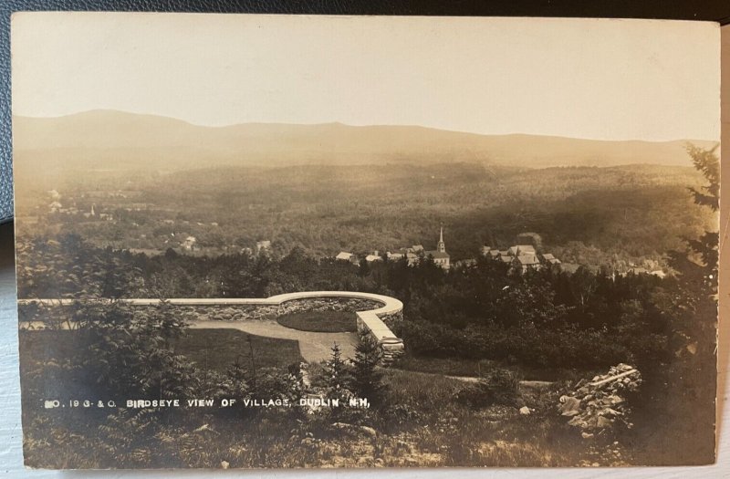 Vintage Postcard 1930's Birdseye View of Dublin New Hampshire *REAL PHOTO*