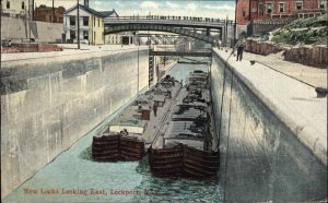 LOCKPORT NY New Locks Looking East c1910 Postcard