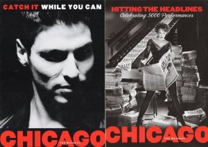 5000 Performances of Chicago The Musical 2x London Theatre Postcard s