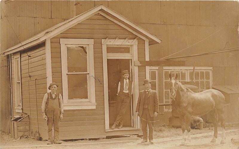 F82/ Occupational RPPC Postcard c1910 Factory Workers Owner Horse 4