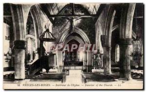 Old Postcard Veules Roses Interior of church