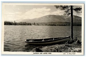 View Of Patricia Lake Jasper Park Alberta Canada Harry Rowed RPPC Photo Postcard