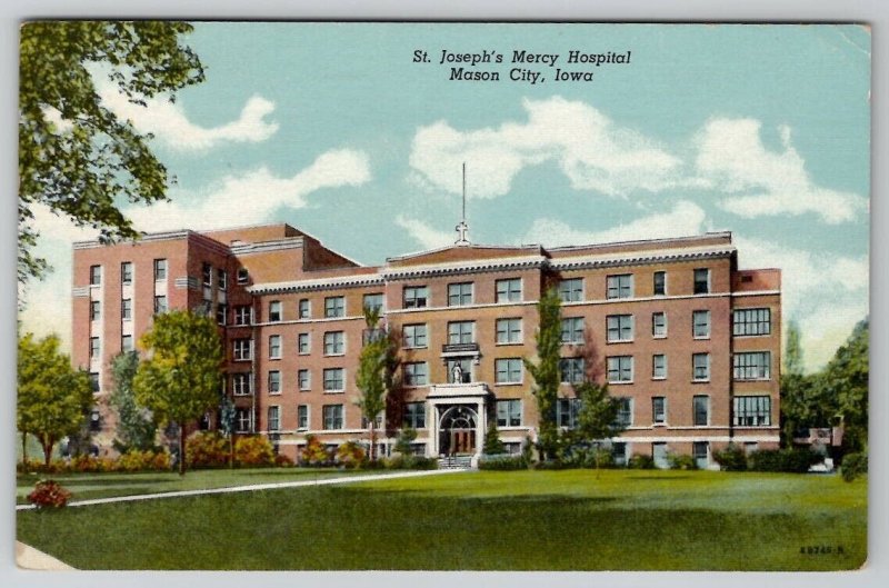 Mason City Iowa St Joseph's Mercy Hospital to Coon Valley WI Postcard D30