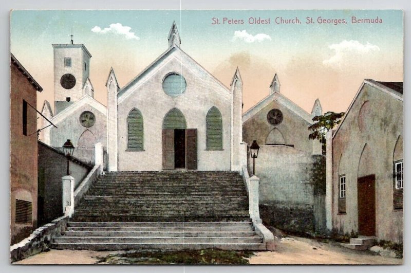 Bermuda St Peters Oldest Church St Georges Postcard B46