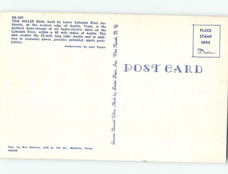 Pre-1980 DAM SCENE Austin Texas TX G6358