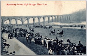 1911 Speedway Below High Bridge New York NY Crowd Horse Carriage Posted Postcard