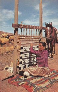 NAVAJO WEAVER Native American Indian Woman 1965 Unused Chrome Vintage Postcard