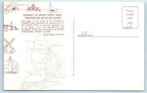 North Kingston, RI ~ Construction Battalion ATLANTIC SEABEES Mascot  Postcard