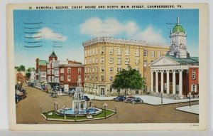 Chambersburg Pa Memorial Square 1954 to Keansburg NJ Postcard S1