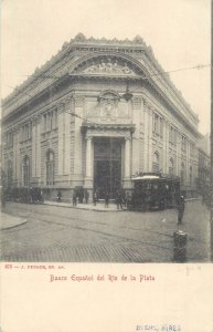 Argentina Buenos Aires Rio de la Plata bank building tramway in front ca. 1900s 